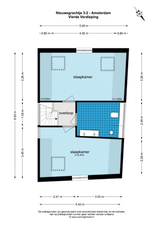 Floor plan - Nieuwegrachtje 3-2, 1011 VP Amsterdam 